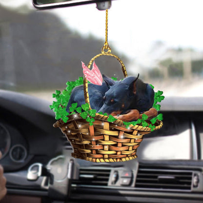 Doberman Pinscher-Dog Sleeping Lucky Fairy-Two Sided Ornament, Christmas Decoration