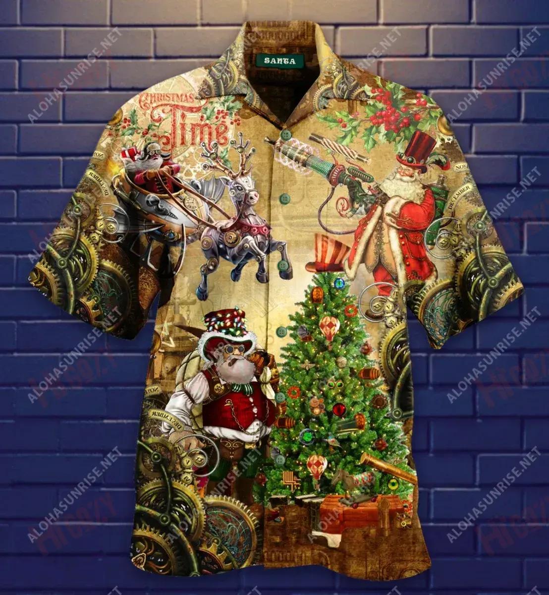 Steampunk Christmas Short Short Sleeve Shirt Hobbies Hawaiian T Shirts Best Hawaiian Shirts Hawaiian Shirts For Women, Hawaiian Shirt Gift, Christmas Gift