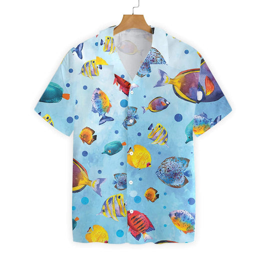 Fish Water Color Pattern V2 Design Hawaiian Shirt,Hawaiian Shirt Gift, Christmas Gift