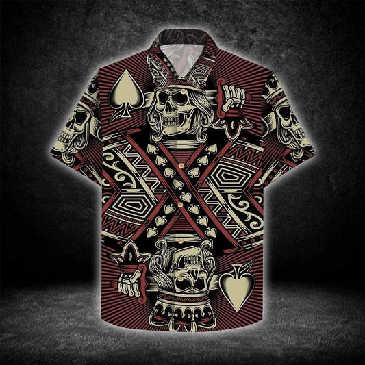 Gamble King Skull And Poker Gothic Hawaiian Shirt,Hawaiian Shirt Gift, Christmas Gift
