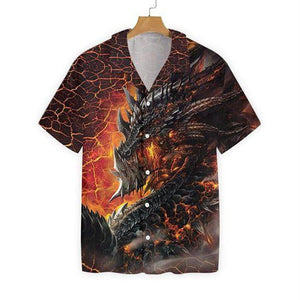 3D Dragon Lava In Volcano Design Hawaiian Shirt, Hawaiian Shirt Gift, Christmas Gift