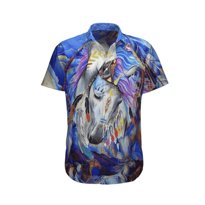 Hand Draw Horse Watercolor Design Hawaiian Shirt, Hawaiian For Gift