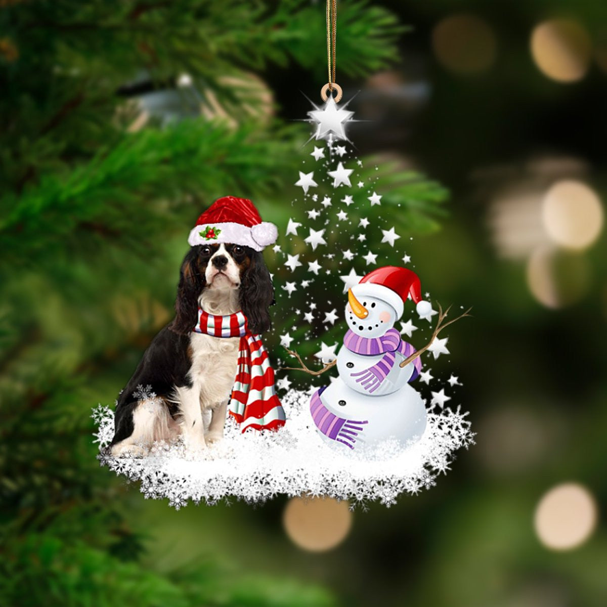 Cavalier King Charles Spaniel-Star Tree Hanging Christmas Plastic Hanging Ornament, Happy Christmas Ornament, Christmas Gift, Christmas Decoration
