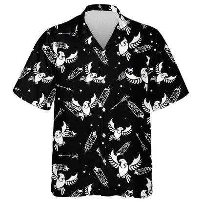 Tribal Arrows And White Eagle On Black Background Hawaiian Shirt, Hawaiian Shirt Gift, Christmas Gift