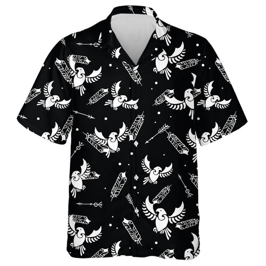 Tribal Arrows And White Eagle On Black Background Hawaiian Shirt, Hawaiian Shirt Gift, Christmas Gift