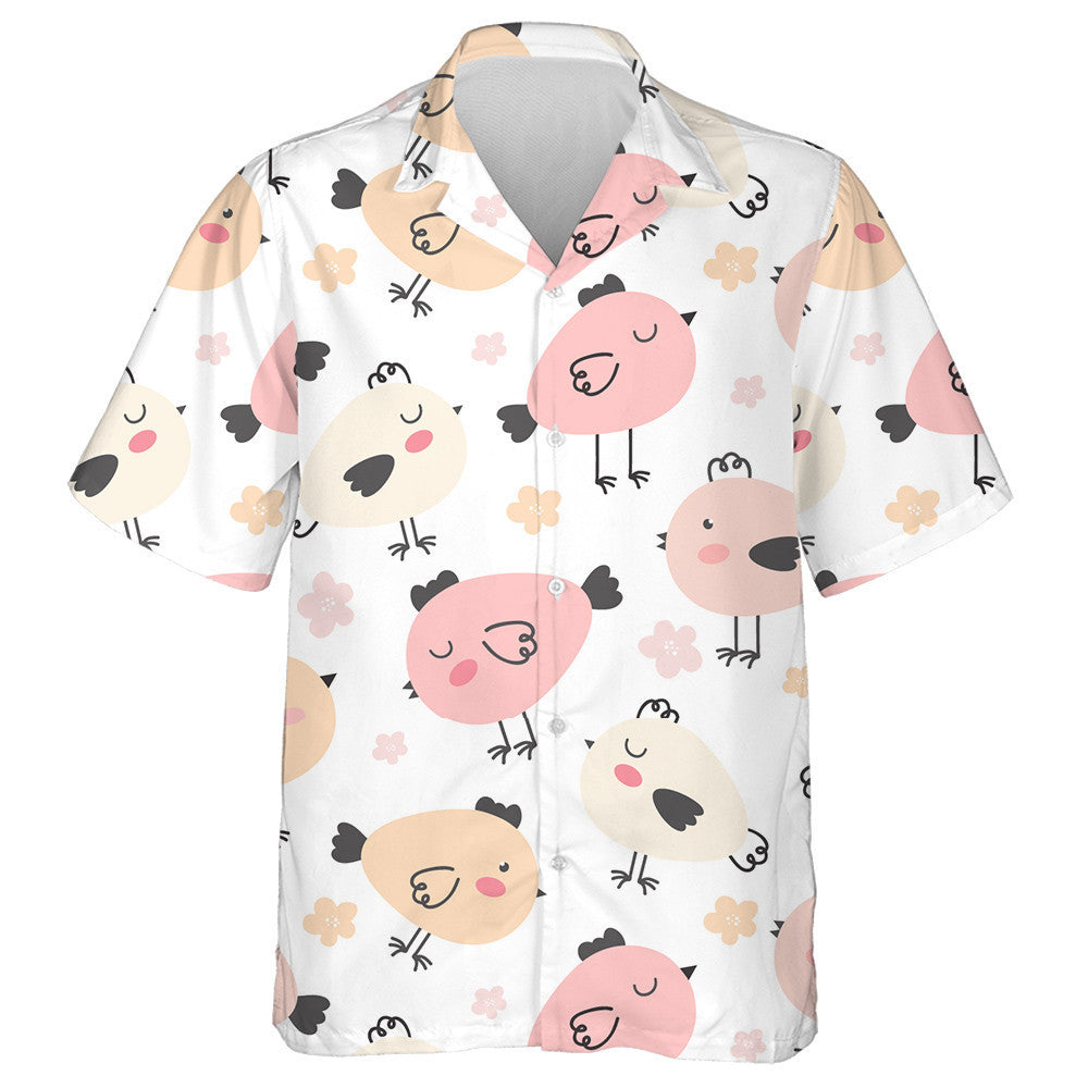 Cte Cartoon Pink Easter Chickens In Various Poses Hawaiian Shirt, Hawaiian Shirt Gift, Christmas Gift