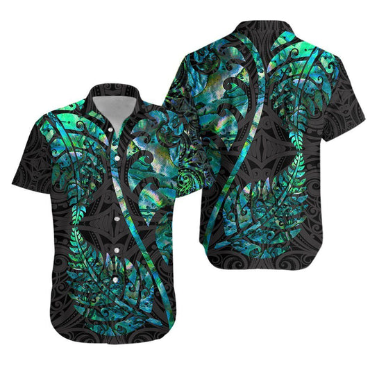 Aotearoa Maori Hawaiian Aloha Shirt Silver Fern Koru Vibes Hawaiian Shorts Beach Short Sleeve, Hawaiian Shirt Gift, Christmas Gift