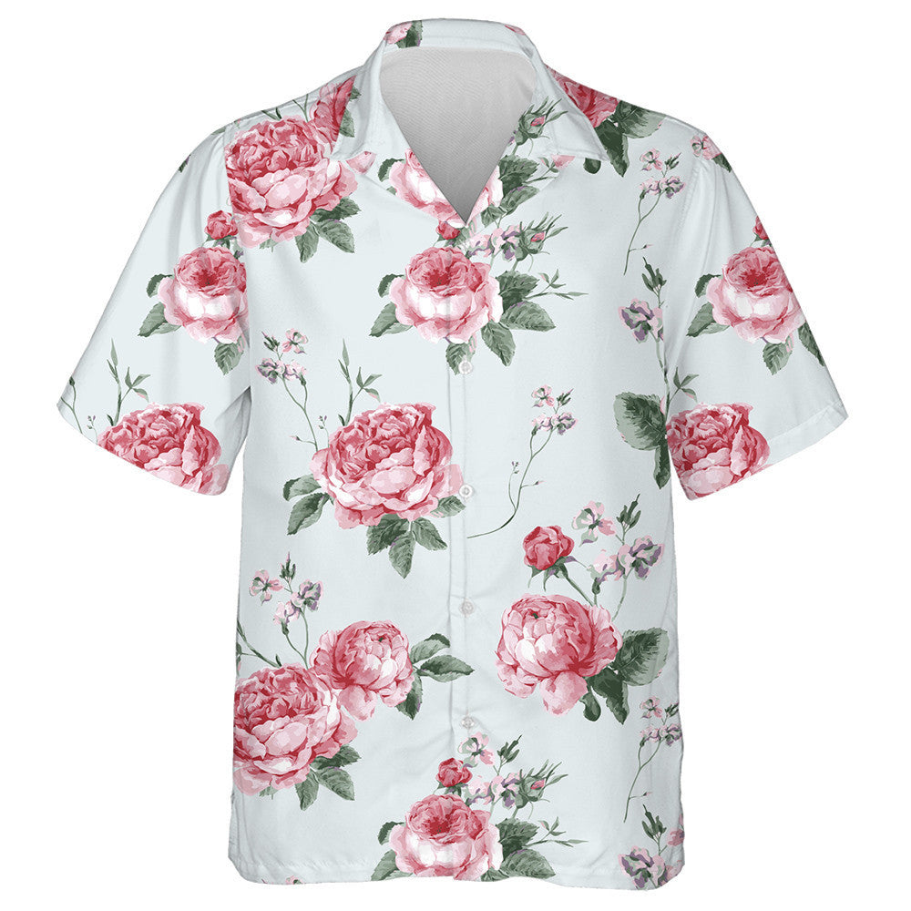 Vintage Floral Pattern Blooming English Rose Themed Design Hawaiian Shirt, Hawaiian Shirt Gift, Christmas Gift