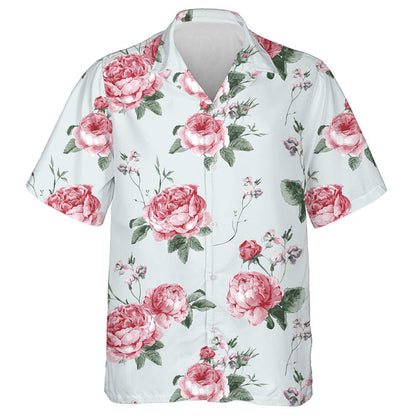 Vintage Floral Pattern Blooming English Rose Themed Design Hawaiian Shirt, Hawaiian Shirt Gift, Christmas Gift