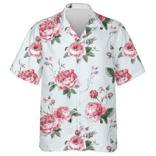 Vintage Floral Pattern Blooming English Rose Themed Design Hawaiian Shirt, Hawaiian Shirt Gift, Christmas Gift