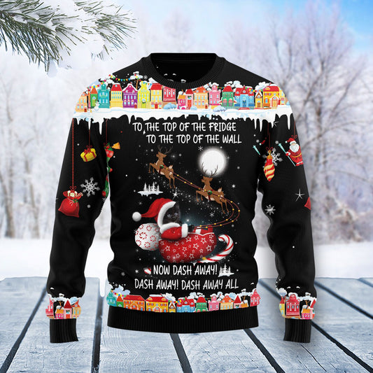 Black Cat Sleigh Christmas Ugly Christmas Sweater, Christmas Ugly Sweater,Christmas Gift,Gift Christmas 2022