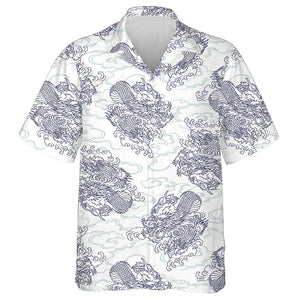 Japanese Style Dragon In The Sky Hawaiian Shirt, Hawaiian For Gift