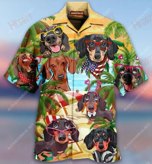Dachshund Short Sleeve Shirt Ocean Hawaiian T Shirts Best Hawaiian Shirts Hawaiian Shirts For Men, Hawaiian Shirt Gift, Christmas Gift