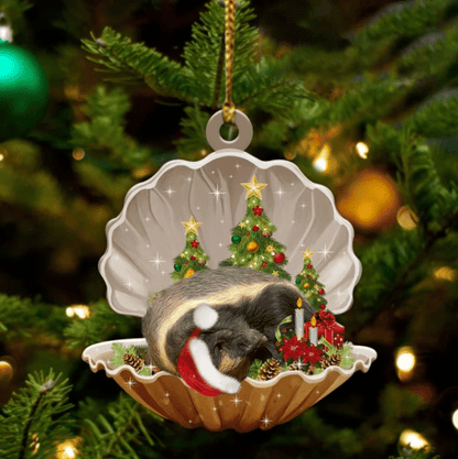 Cute Honey Badger Sleeping in Pearl Dog Christmas Ornament Flat Acrylic, Christmas Gift,Christmas Decoration