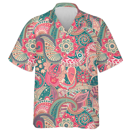 Light Color Green And Pink Flowers Paisley Design Hawaiian Shirt, Hawaiian Shirt Gift, Christmas Gift