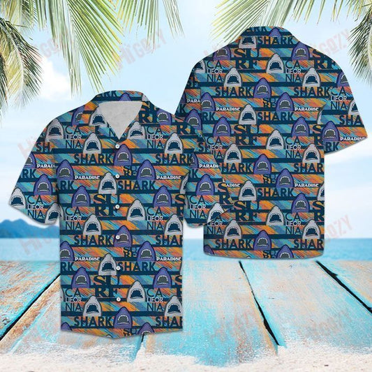 Shark Paradise - Short Sleeve Shirt Vacation Hawaiian T Shirts Tactical Hawaiian Shirt Funny Hawaiian Shirts, Hawaiian Shirt Gift, Christmas Gift