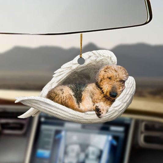 Airedale Terrier Sleeping Angel Ornament, Christmas Ornament Gift, Christmas Gift, Christmas Decoration