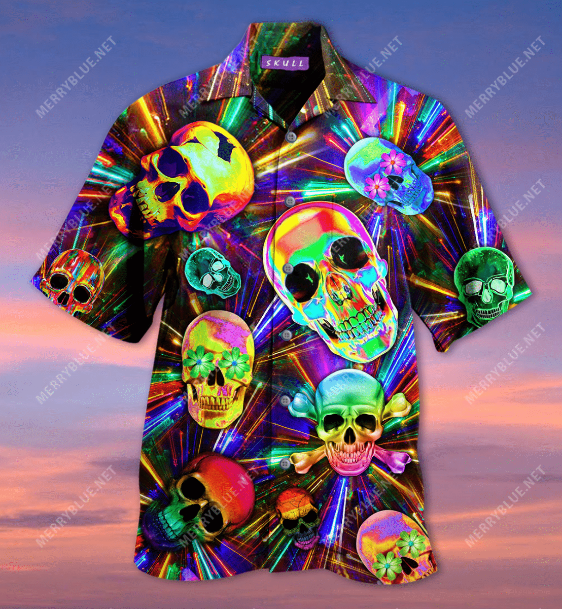 Colorful Skull Hawaiian Shirt, Hawaiian Shirt Gift, Christmas Gift