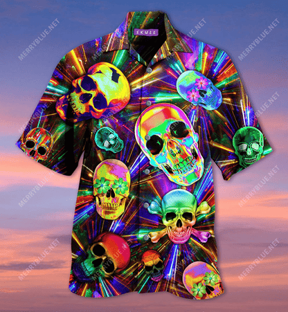 Colorful Skull Hawaiian Shirt, Hawaiian Shirt Gift, Christmas Gift