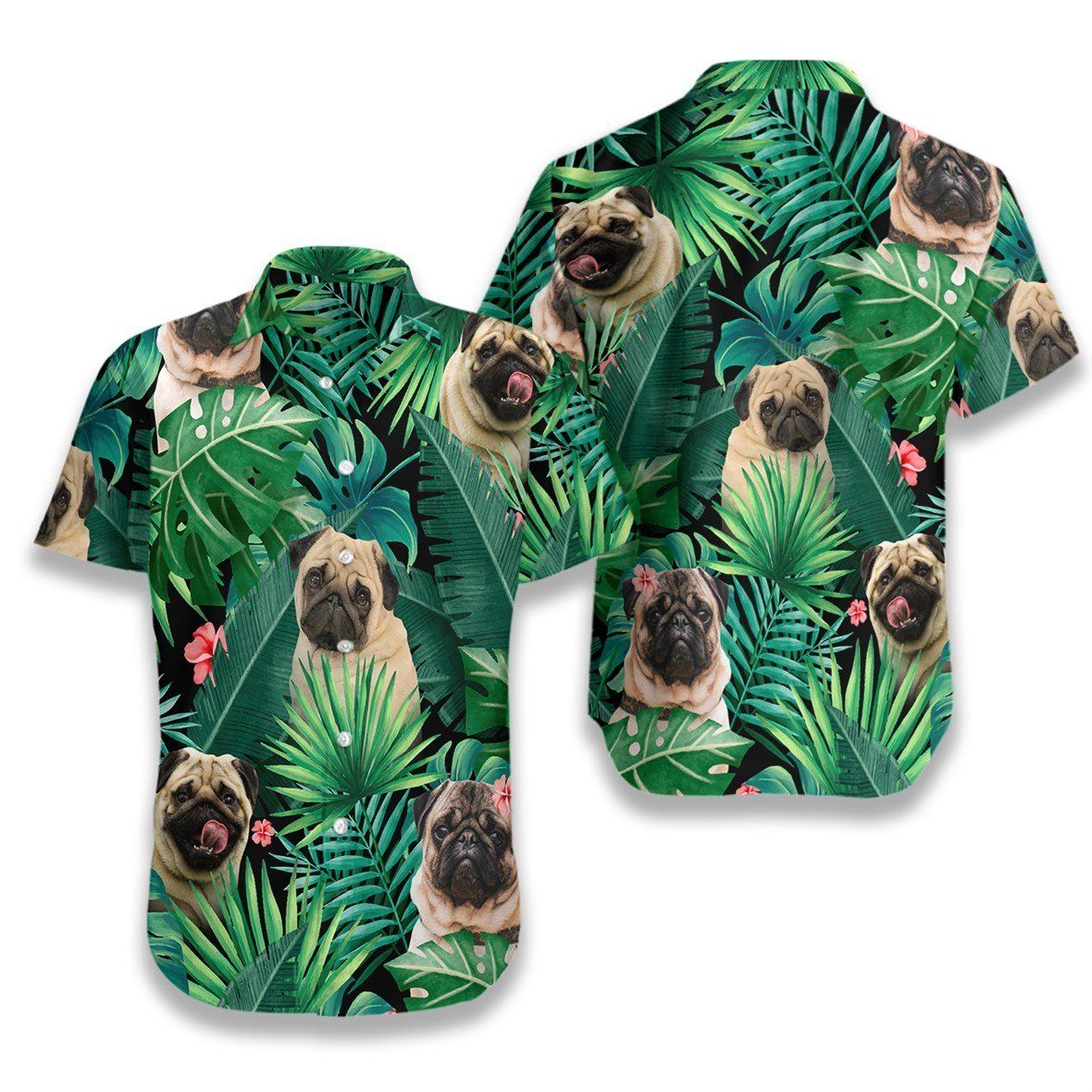 Tropical Pug Ez03 0407 Hawaiian Aloha Shirt Hawaiian Shorts Beach Short Sleeve, Hawaiian Shirt Gift, Christmas Gift