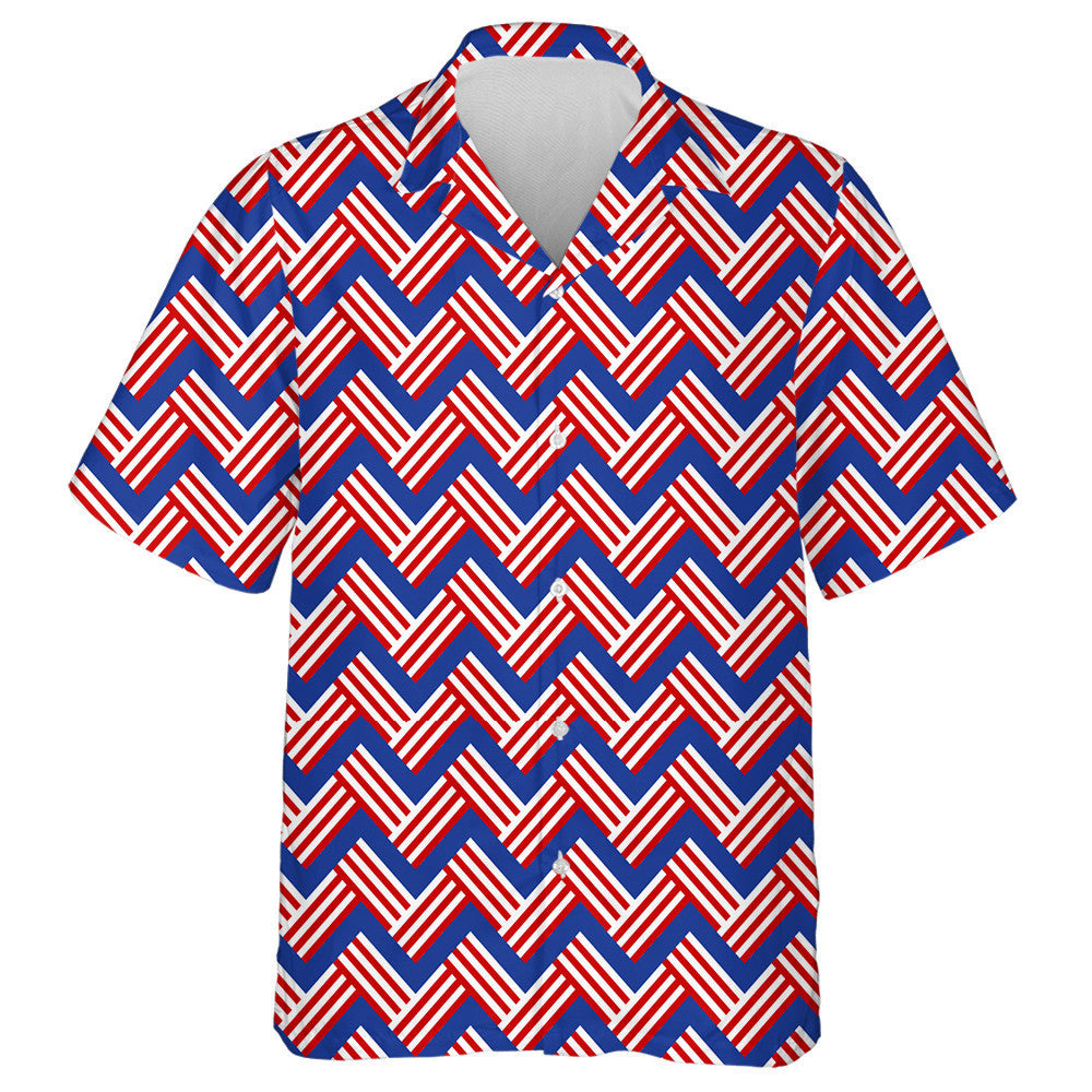 Abstract Red And White Lines Chevron Zigzag Pattern Hawaiian Shirt, Hawaiian Shirt Gift, Christmas Gift