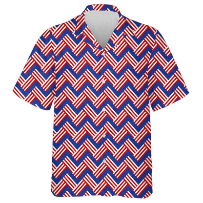 Abstract Red And White Lines Chevron Zigzag Pattern Hawaiian Shirt, Hawaiian Shirt Gift, Christmas Gift