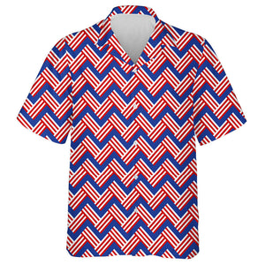 Abstract Red And White Lines Chevron Zigzag Pattern Hawaiian Shirt, Hawaiian Shirt Gift, Christmas Gift