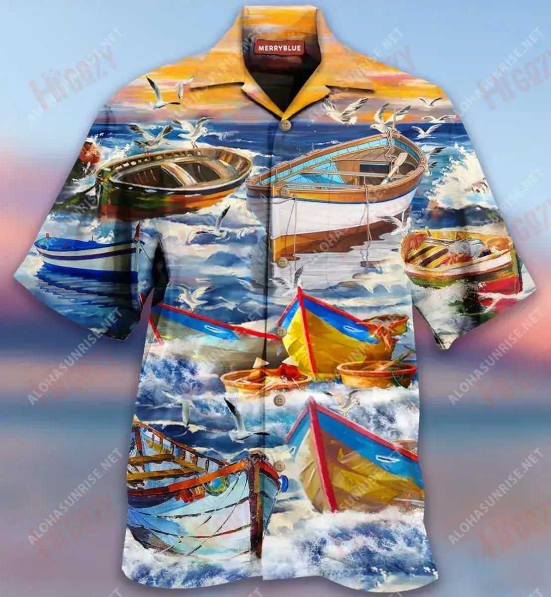 Life Is Short Boats Are Cool Unisex Hawaiian Shirt Vacation Short Sleeve Best Hawaiian Shirts Funny Hawaiian Shirts, Hawaiian Shirt Gift, Christmas Gift