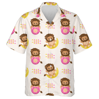 Baby Cute Lion With Crescent Moon And Donut Hawaiian Shirt, Hawaiian Shirt Gift, Christmas Gift