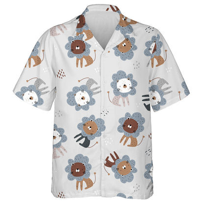Funny Lions On Gray Background Hawaiian Shirt,Hawaiian Shirt Gift, Christmas Gift