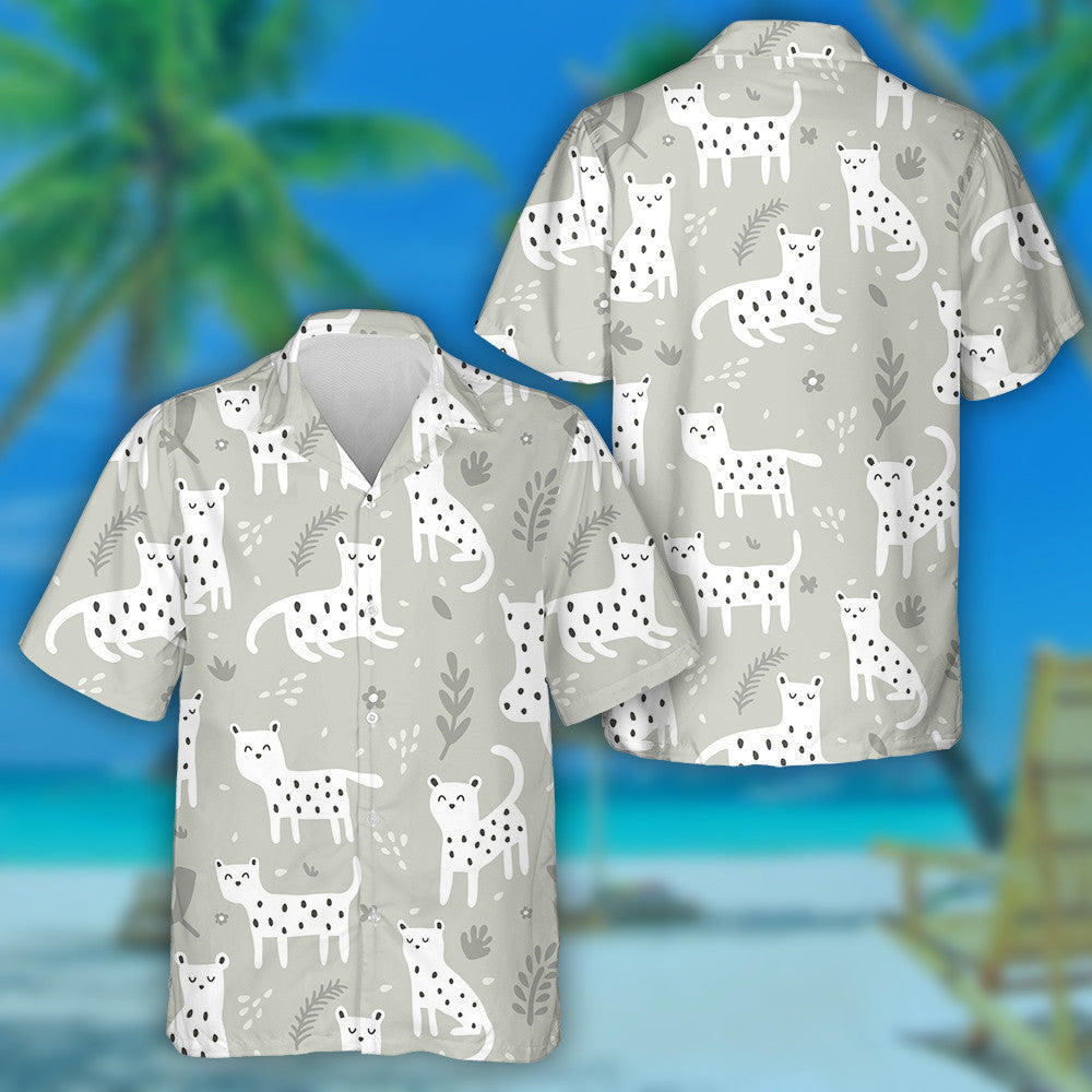Wild African Leopard On Grey Background And Tropical Leaves Hawaiian Shirt, Hawaiian Shirt Gift, Christmas Gift