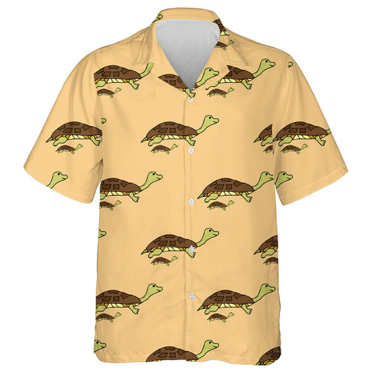 Family Cute Turtles On Color Background Hawaiian Shirt,Hawaiian Shirt Gift, Christmas Gift