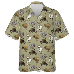 Wolf Goat Kiwi And Tree Stump Hawaiian Shirt, Hwaiian For Gift