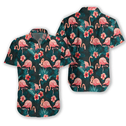 Flamingo 03 Ez23 2610 Hawaiian Aloha Shirt Hawaiian Shorts Beach Short Sleeve, Hawaiian Shirt Gift, Christmas Gift