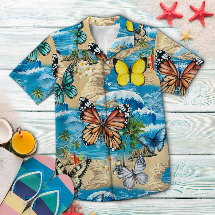 Pretty Butterfly Summer Vacation Pattern Hawaiian Shirt,Hawaiian Shirt Gift, Christmas Gift