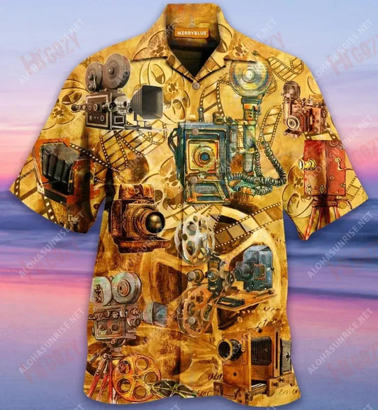 Cameras Vintage Unisex Hawaiian Shirt Hobbies Short Sleeve Custom Hawaiian Shirts Hawaiian Shirts For Men, Hawaiian Shirt Gift, Christmas Gift