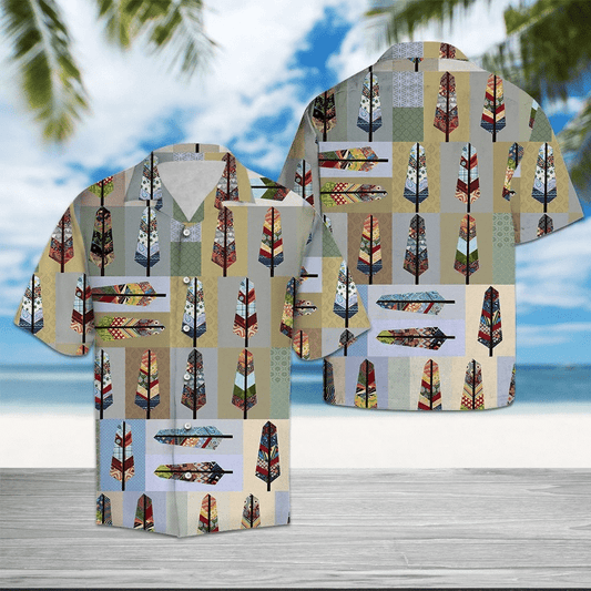 Native Feather Colorful Patchwork Design Hawaiian Shirt,Hawaiian Shirt Gift, Christmas Gift