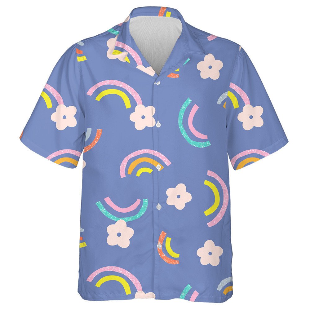 Psychedelic Hippie Background With Flowers On White Design Hawaiian Shirt, Hawaiian Shirt Gift, Christmas Gift