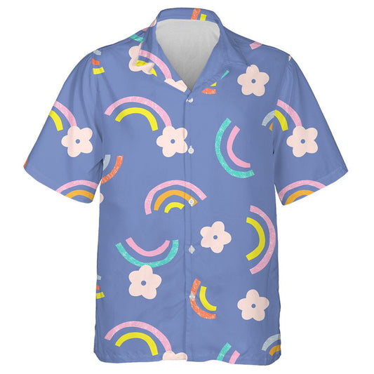 Psychedelic Hippie Background With Flowers On White Design Hawaiian Shirt, Hawaiian Shirt Gift, Christmas Gift