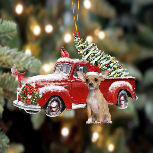Chihuahua-Cardinal & Truck Two Sided Christmas Plastic Hanging Ornament, Christmas Gift, Christmas Decoration