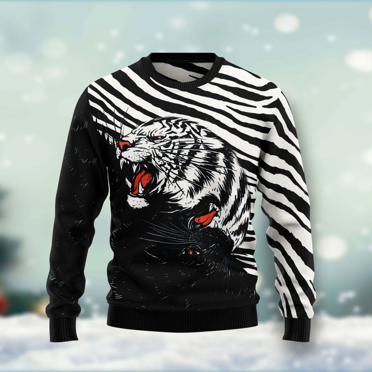 Tachi Tiger unisex womens & mens, couples matching, friends, funny family ugly christmas holiday sweater gifts,Christmas Ugly Sweater