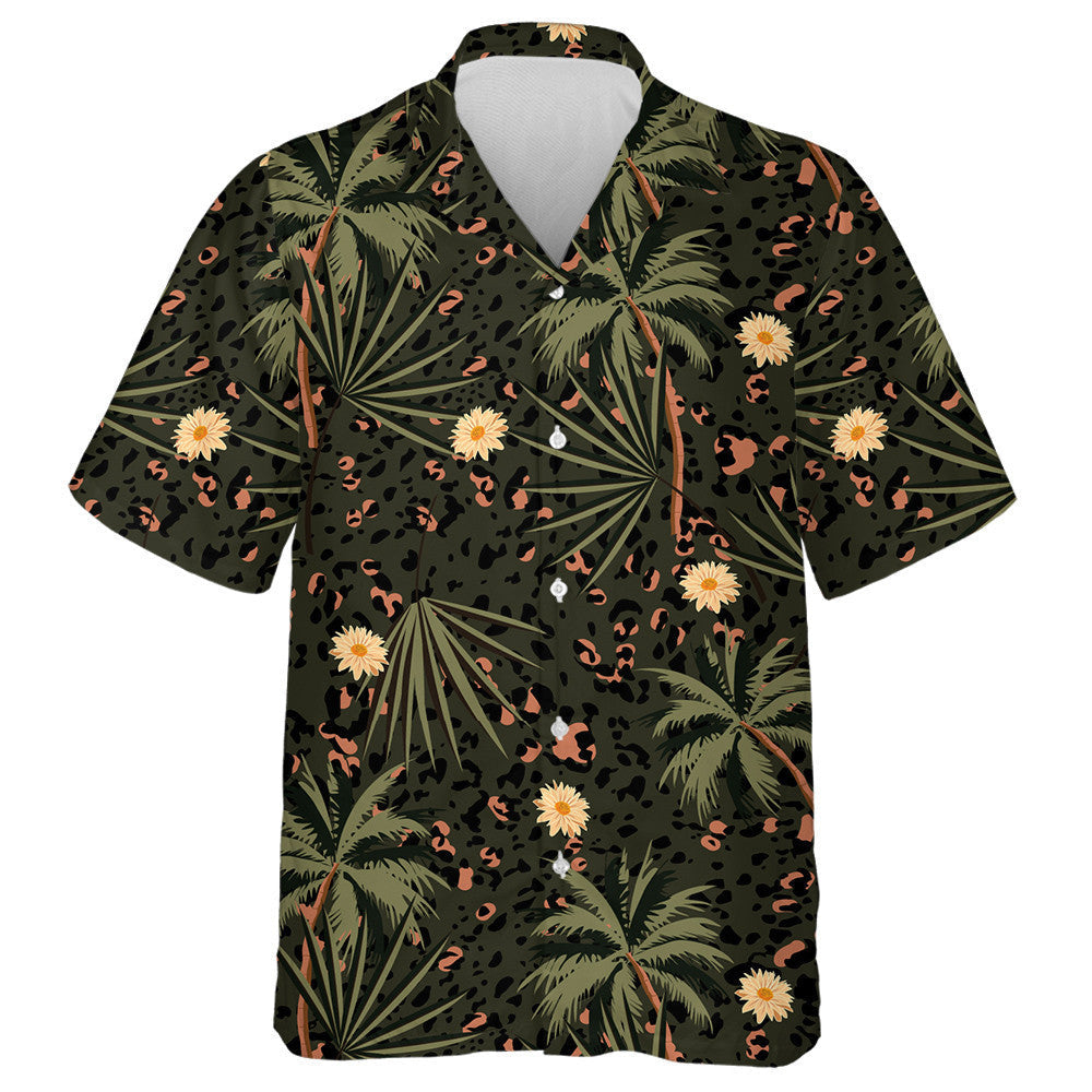 Vintage Tropical Plants And Leopard Prints Hawaiian Shirt, Hwaiian For Gift
