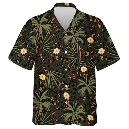 Vintage Tropical Plants And Leopard Prints Hawaiian Shirt, Hwaiian For Gift