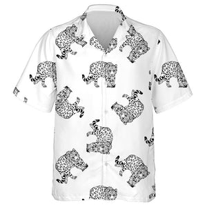 Wild African Sketch Style Leopards Isolated Hawaiian Shirt,Hawaiian Shirt Gift, Christmas Gift