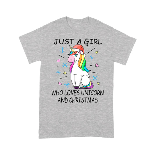 Nur ein Mädchen, das Einhorn-Weihnachten liebt. T-Shirt Geschenk für Weihnachten