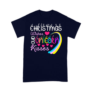 Christmas Wishes And Unicorn Kisses Funny Christmas Tee Shirt Gift For Christmas