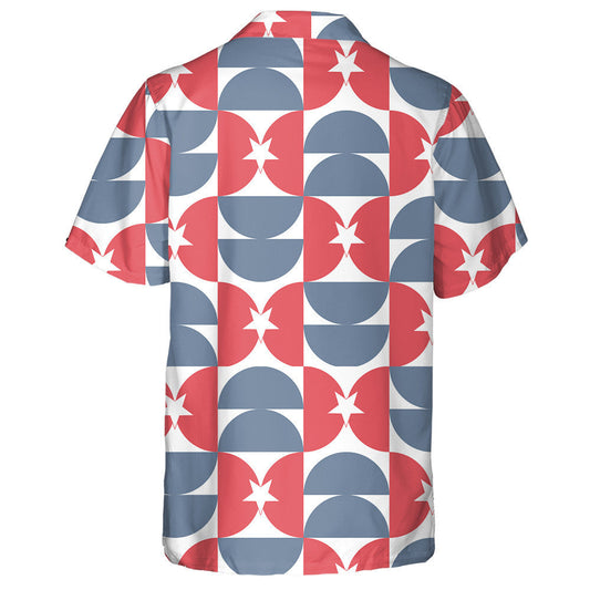 Mid Century Shape With Star USA Flag Colors Hawaiian Shirt, Hawaiian Shirt Gift, Christmas Gift