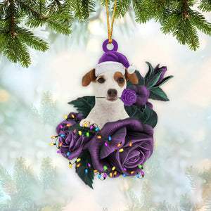 Jack Russell Terrier In Purple Rose Christmas Ornament Christmas Gift To Dog Lover - Best gifts your whole family