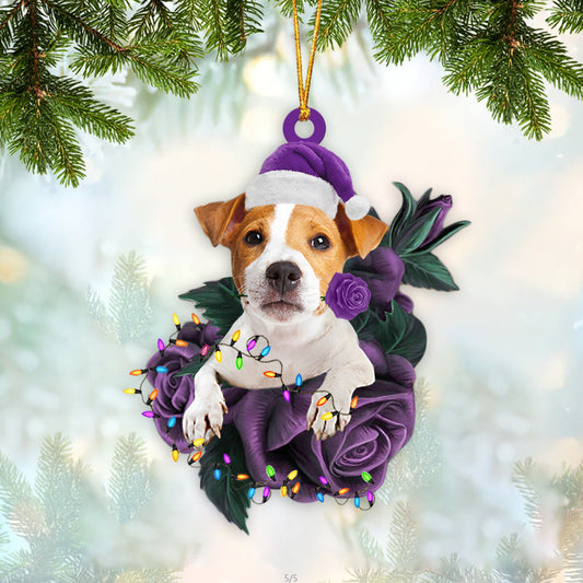 Jack Russell Terrier In Purple Rose Christmas Ornament Christmas Gift To Dog Lovers - Best gifts your whole family