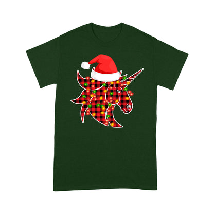 Christmas Unicorn Red Buffalo Plaid Family Tee Tee Shirt Gift For Christmas